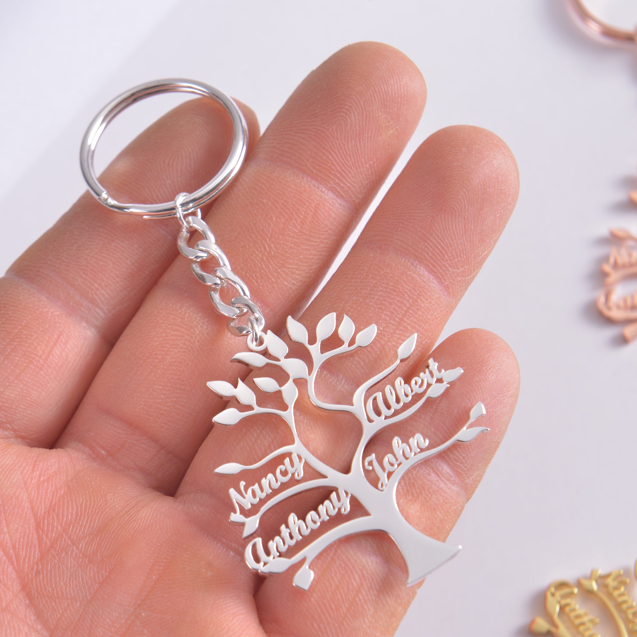 Family Tree Name Keychain